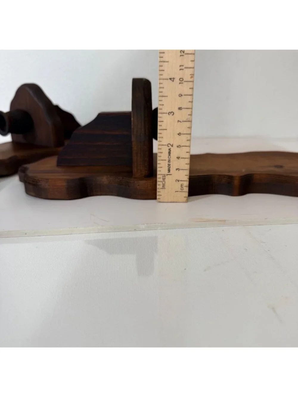 Wood Wall Candle Sconces Pair Colonial Early American Farmhouse Vtg Country Deco
